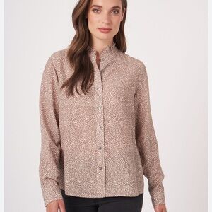 NWT Express - Blush/White Button Down Satin Long Sleeve Shirt